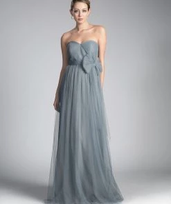 Pleated Long Convertible Tulle Dress By Cinderella Divine ET322