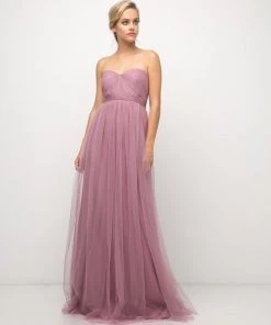 Prom Pleated Long Convertible Tulle Dress By Cinderella Divine ET322