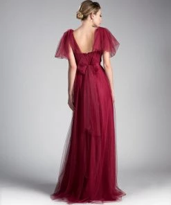 Pleated Long Convertible Tulle Dress By Cinderella Divine ET322