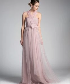 Prom Pleated Long Convertible Tulle Dress By Cinderella Divine ET322