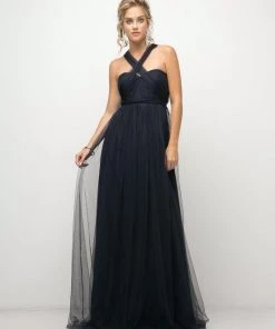 Prom Pleated Long Convertible Tulle Dress By Cinderella Divine ET322