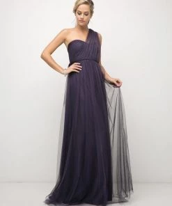 Pleated Long Convertible Tulle Dress By Cinderella Divine ET322