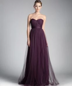 Pleated Long Convertible Tulle Dress By Cinderella Divine ET322