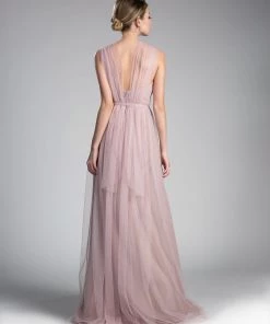 Prom Pleated Long Convertible Tulle Dress By Cinderella Divine ET322