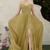 Prom Pleated Long Metallic Dress By Cinderella Divine CJ534