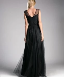 Pleated Long Sleeveless Dress By Cinderella Divine ET320 Prom