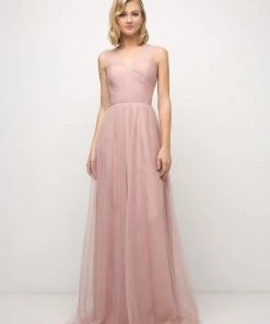 Pleated Long Sleeveless Dress By Cinderella Divine ET320 Prom