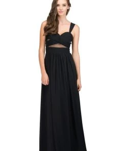 Starbox Pleated Long Sleeveless Dress With Sheer Waist By Star Box 6418 Prom