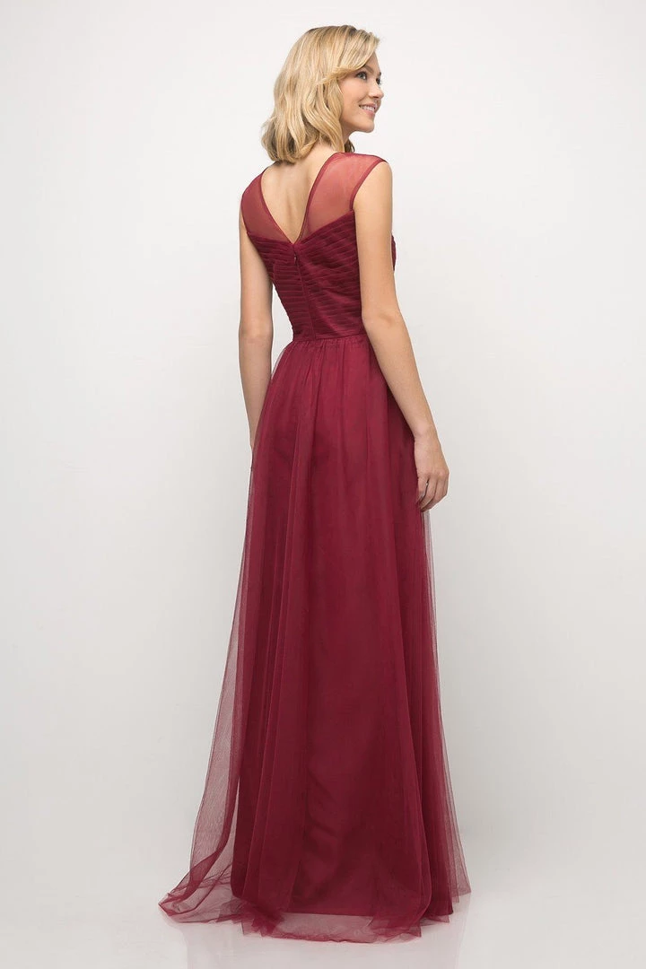 Prom Pleated Long Sleeveless Navy Dress By Cinderella Divine ET320 4 Prom Pleated Long Sleeveless Navy Dress By Cinderella Divine ET320