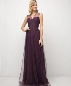 Prom Pleated Long Sleeveless Navy Dress By Cinderella Divine ET320 22 Prom Pleated Long Sleeveless Navy Dress By Cinderella Divine ET320