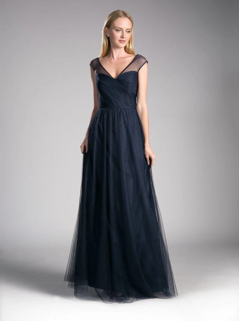 Prom Pleated Long Sleeveless Navy Dress By Cinderella Divine ET320 3 Prom Pleated Long Sleeveless Navy Dress By Cinderella Divine ET320