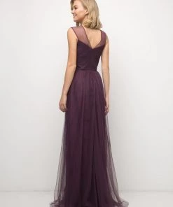 Prom Pleated Long Sleeveless Navy Dress By Cinderella Divine ET320 23 Prom Pleated Long Sleeveless Navy Dress By Cinderella Divine ET320