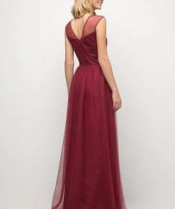 Pleated Long Sleeveless Sage Dress By Cinderella Divine ET320