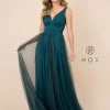 Pleated Long Sleeveless V-Neck Dress By Nox Anabel L340 Prom