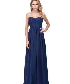 Starbox Pleated Long Strapless Sweetheart Dress With Corset Back By Star Box 6414