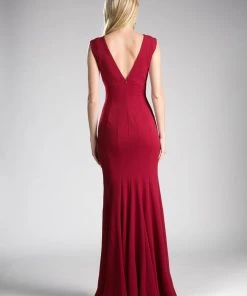 Pleated V-Neck Mermaid Dress By Cinderella Divine CD710