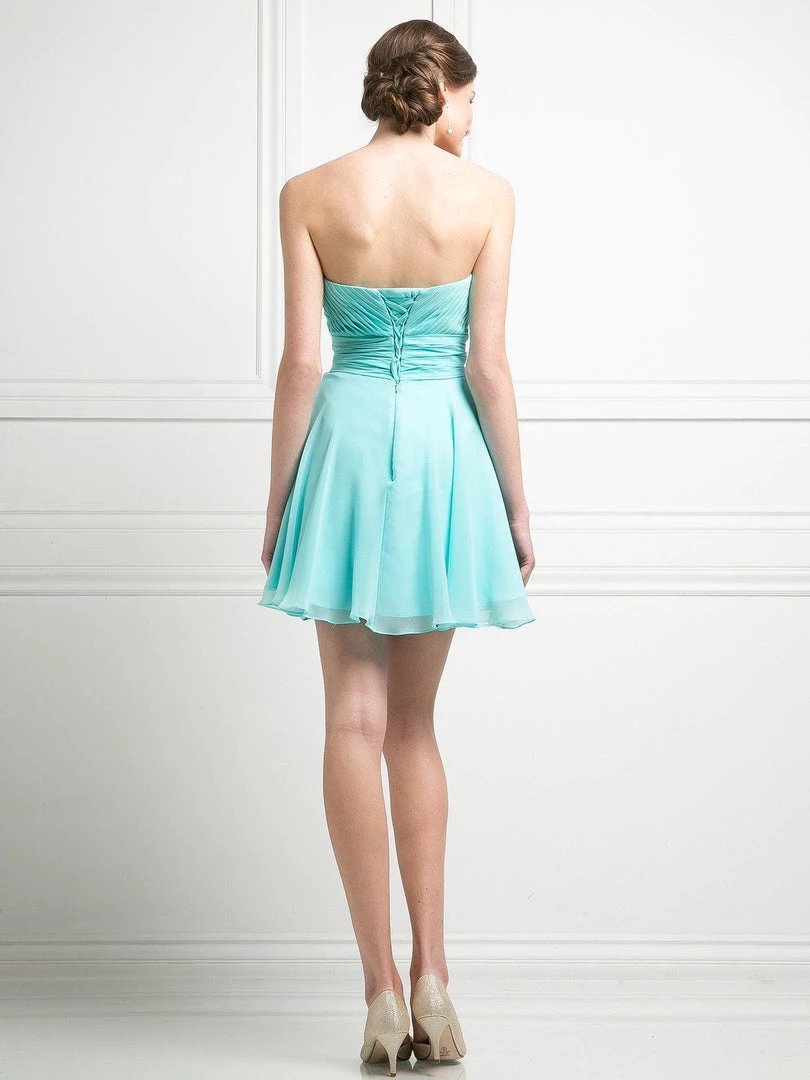 Short Pleated Dress With Corset Back By Cinderella Divine CJ216S Prom 11 Short Pleated Dress With Corset Back By Cinderella Divine CJ216S Prom