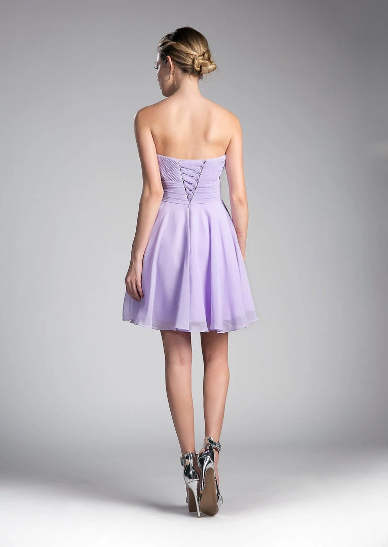 Short Pleated Dress With Corset Back By Cinderella Divine CJ216S Prom 4 Short Pleated Dress With Corset Back By Cinderella Divine CJ216S Prom