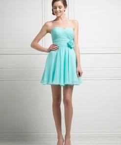 Short Pleated Dress With Corset Back By Cinderella Divine CJ216S Prom 19 Short Pleated Dress With Corset Back By Cinderella Divine CJ216S Prom