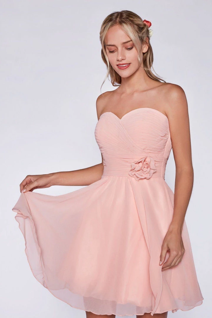 Short Pleated Dress With Corset Back By Cinderella Divine CJ216S Prom 5 Short Pleated Dress With Corset Back By Cinderella Divine CJ216S Prom