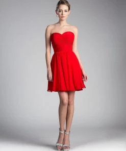 Short Pleated Dress With Corset Back By Cinderella Divine CJ216S Prom 18 Short Pleated Dress With Corset Back By Cinderella Divine CJ216S Prom