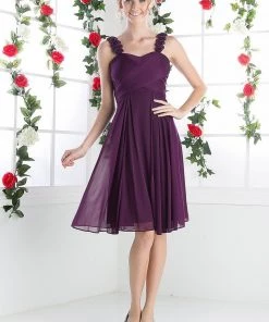 Pleated Short Sleeveless Dress By Cinderella Divine 3801