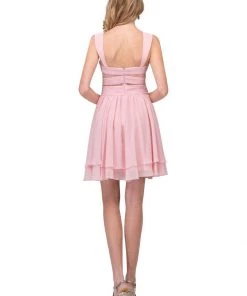 Prom Pleated Short Sweetheart Dress With Sheer Panels By Star Box 6428