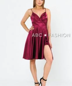 Prom Pleated Short V-Neck Dress With Shorts By Poly USA 8536 15 Prom Pleated Short V-Neck Dress With Shorts By Poly USA 8536