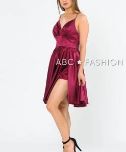 Prom Pleated Short V-Neck Dress With Shorts By Poly USA 8536 14 Prom Pleated Short V-Neck Dress With Shorts By Poly USA 8536