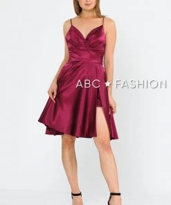 Prom Pleated Short V-Neck Dress With Shorts By Poly USA 8536 13 Prom Pleated Short V-Neck Dress With Shorts By Poly USA 8536
