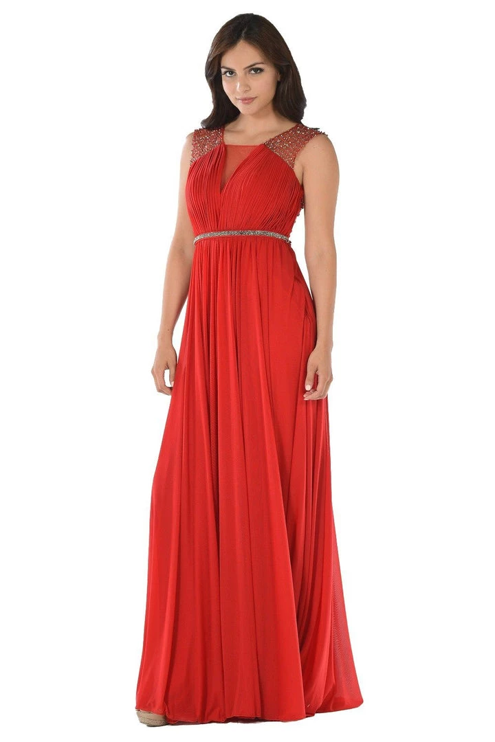 Plum Long Ruched Dress With Beaded Sheer Back By Poly USA Prom 5 Plum Long Ruched Dress With Beaded Sheer Back By Poly USA Prom