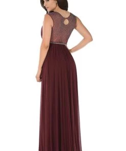 Plum Long Ruched Dress With Beaded Sheer Back By Poly USA Prom 8 Plum Long Ruched Dress With Beaded Sheer Back By Poly USA Prom