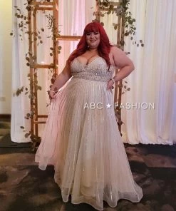 Prom Plus Size Beaded Tulle Gown By Cinderella Divine CD940C