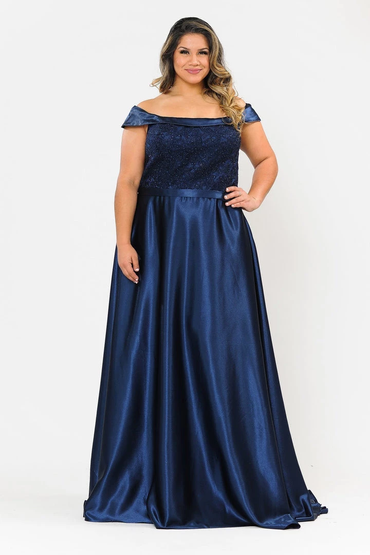Poly USA Plus Size Prom Plus Size Embroidered Long Off Shoulder Dress By Poly USA W1064 6 Poly USA Plus Size Prom Plus Size Embroidered Long Off Shoulder Dress By Poly USA W1064
