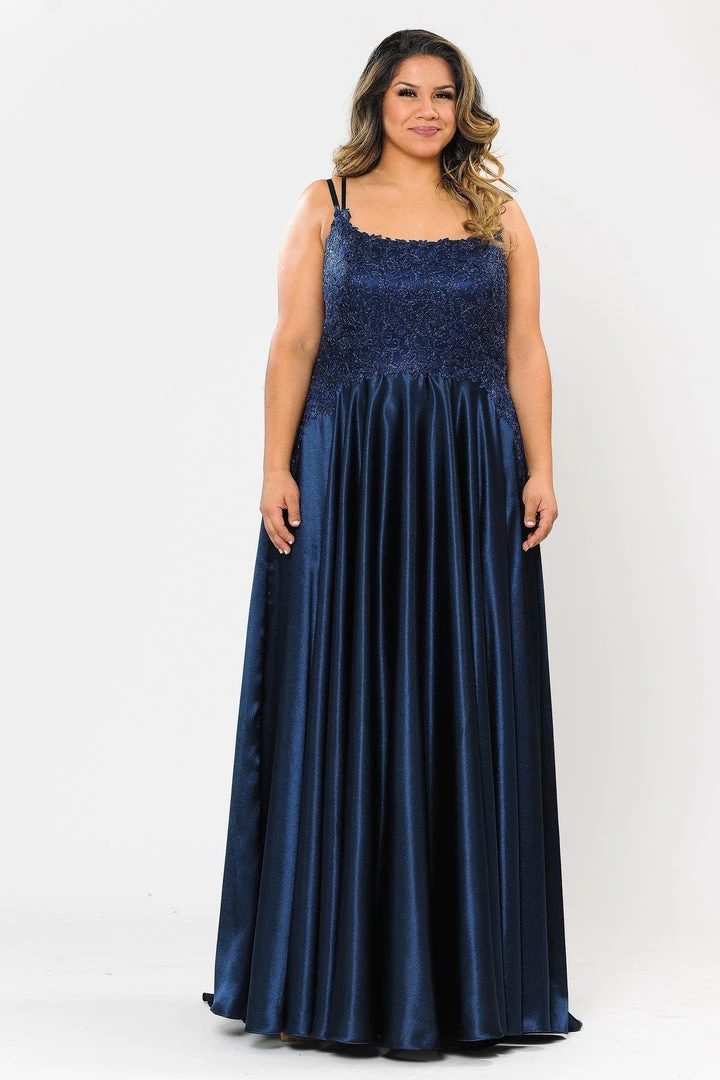 Poly USA Plus Size Plus Size Embroidered Long Satin A-line Dress By Poly USA W1094 10 Poly USA Plus Size Plus Size Embroidered Long Satin A-line Dress By Poly USA W1094