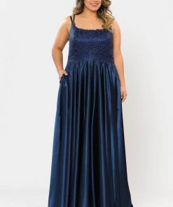 Poly USA Plus Size Plus Size Embroidered Long Satin A-line Dress By Poly USA W1094 25 Poly USA Plus Size Plus Size Embroidered Long Satin A-line Dress By Poly USA W1094