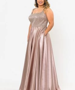 Poly USA Plus Size Plus Size Embroidered Long Satin A-line Dress By Poly USA W1094 33 Poly USA Plus Size Plus Size Embroidered Long Satin A-line Dress By Poly USA W1094