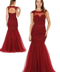 Poly USA Plus Size Prom Plus Size Embroidered Mermaid Dress By Poly USA W1084