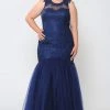Poly USA Plus Size Prom Plus Size Embroidered Mermaid Dress By Poly USA W1084