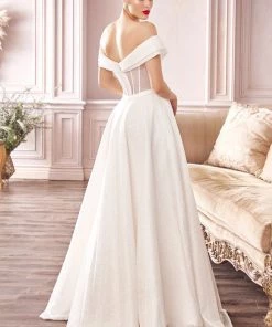 Prom Plus Size Glitter Bridal Gown By Cinderella Divine CD214WC