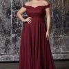 Plus Size Lace Bodice Off Shoulder Gown By Cinderella Divine 7258 Prom