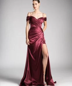 Plus Size Long Cold Shoulder Dress By Cinderella Divine CF297