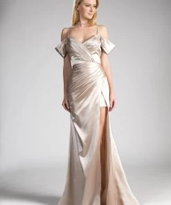 Plus Size Long Cold Shoulder Dress By Cinderella Divine CF297