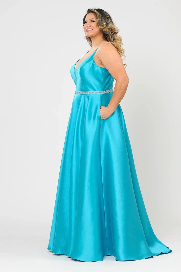 Poly USA Plus Size Plus Size Long Deep V-Neck Mikado Dress By Poly USA W1106 5 Poly USA Plus Size Plus Size Long Deep V-Neck Mikado Dress By Poly USA W1106