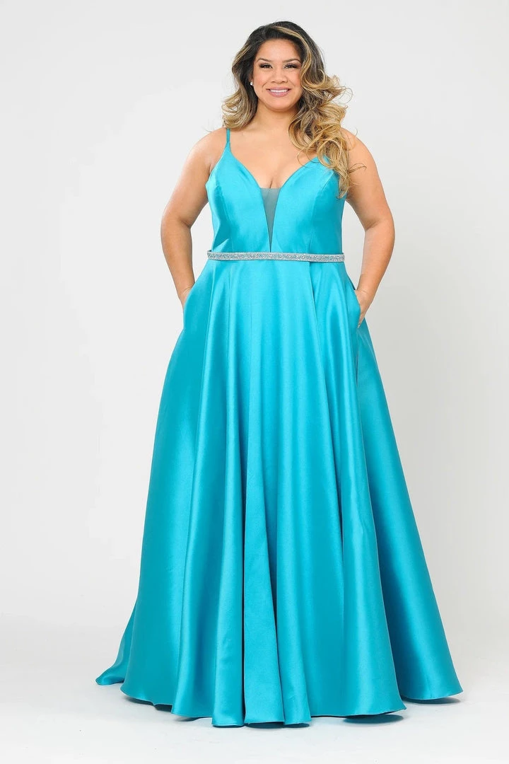 Poly USA Plus Size Plus Size Long Deep V-Neck Mikado Dress By Poly USA W1106 6 Poly USA Plus Size Plus Size Long Deep V-Neck Mikado Dress By Poly USA W1106