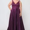 Poly USA Plus Size Plus Size Long Embroidered Bodice Satin Dress By Poly USA W1032
