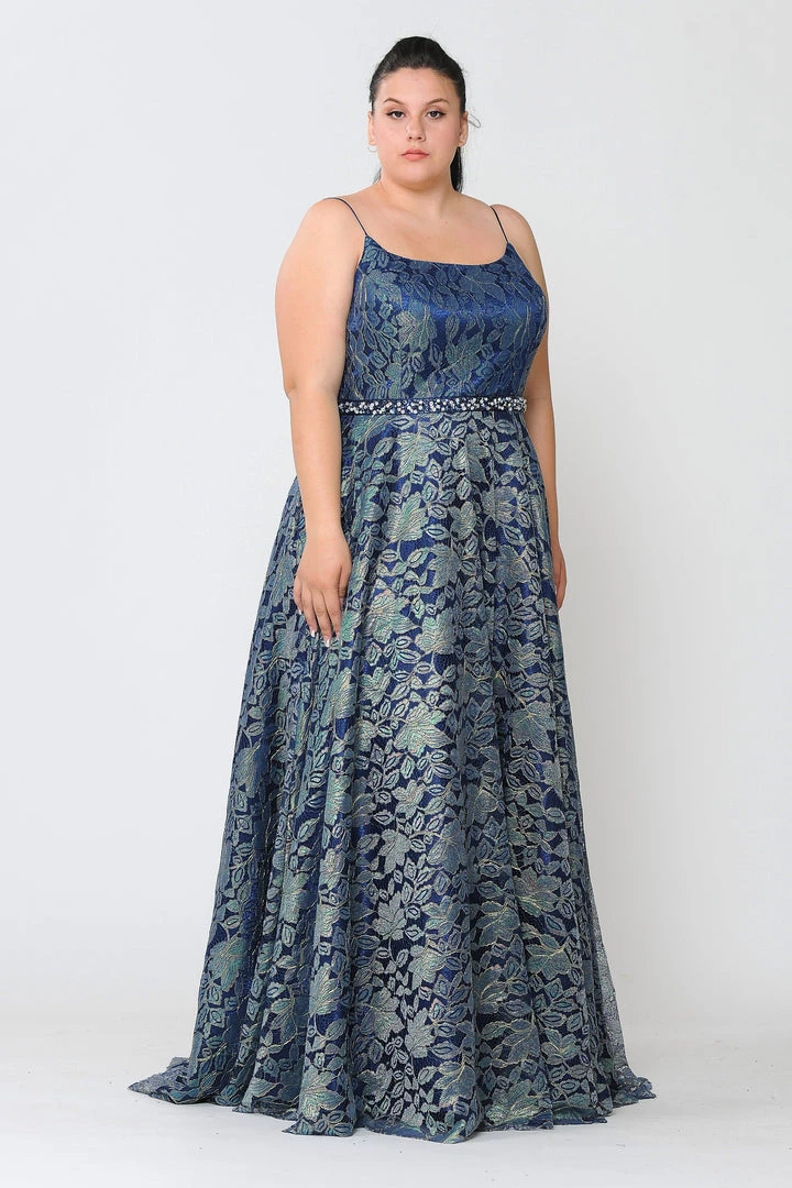 Poly USA Plus Size Plus Size Long Iridescent Floral Print Dress By Poly USA W1088 5 Poly USA Plus Size Plus Size Long Iridescent Floral Print Dress By Poly USA W1088