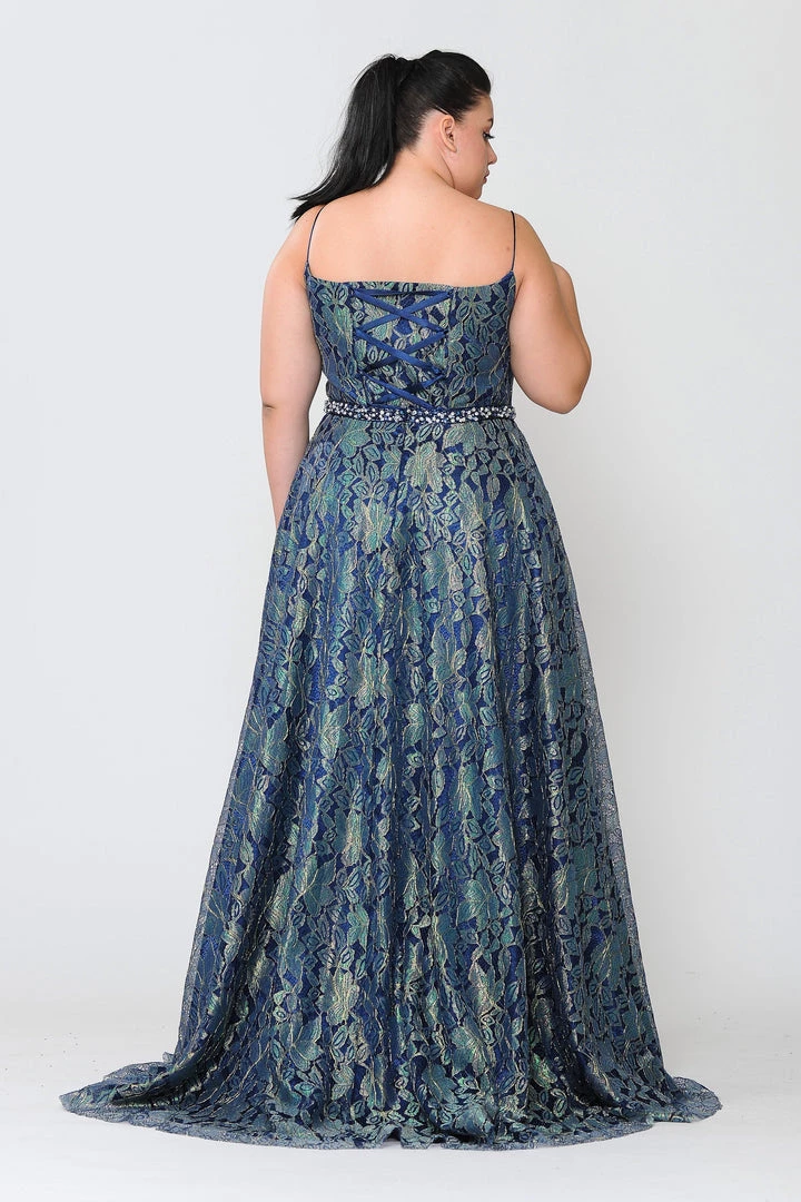 Poly USA Plus Size Plus Size Long Iridescent Floral Print Dress By Poly USA W1088 4 Poly USA Plus Size Plus Size Long Iridescent Floral Print Dress By Poly USA W1088