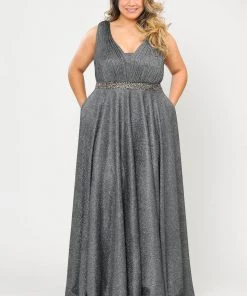 Poly USA Plus Size Plus Size Long Iridescent Glitter Dress By Poly USA W1082 31 Poly USA Plus Size Plus Size Long Iridescent Glitter Dress By Poly USA W1082