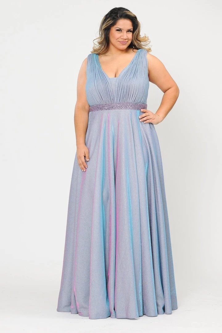 Poly USA Plus Size Plus Size Long Iridescent Glitter Dress By Poly USA W1082 3 Poly USA Plus Size Plus Size Long Iridescent Glitter Dress By Poly USA W1082